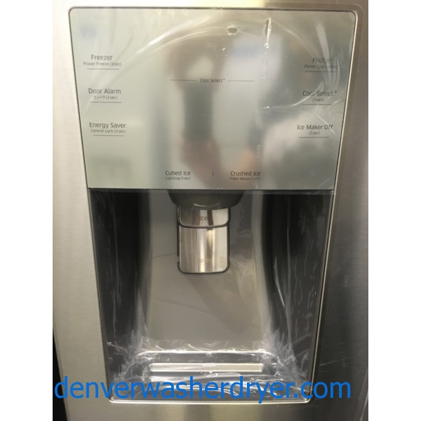 NEW!! Samsung French Refrigerator, Flawless, Counter Depth, 4 Door, Stainless, Samsung Slide In Gas Range, Stainless, Samsung Dishwasher Stainless Steel, Samsung Gallery Chef Stainless Steel Microwave,1-Year Warranty!