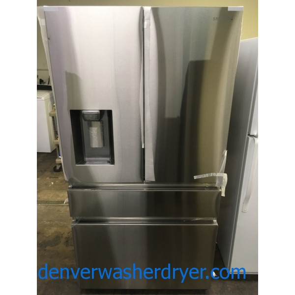 NEW!! Samsung French 4 Door Refrigerator, Recessed Handle, Stainless