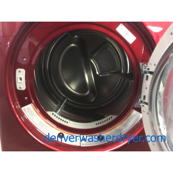 LG Wild Cherry Red FrontLoad Dryer, 220V, Sanitary and Wrinkle Care