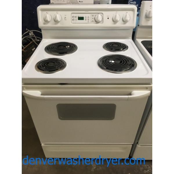 Great GE Range, White, 4 burner, Self-Clean, Quality Refurbished, 1-Year Warranty!