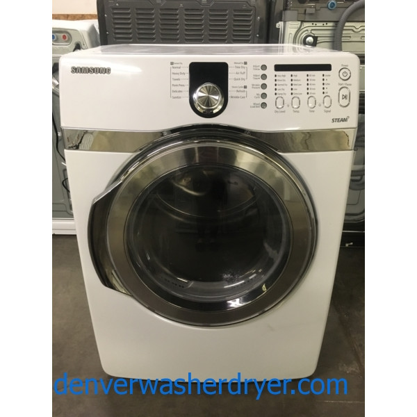 SAMSUNG Front-Load Dryer, White, Capacity 7.4 Cu.Ft., Steam, Sanitary Cycle, Quality Refurbished, 30-Day Warranty!
