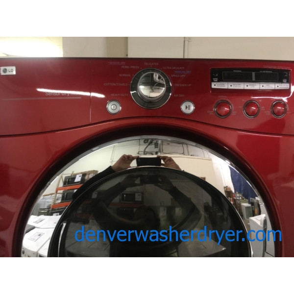 Great LG Wild Cherry Red Dryer, Electric, HE, 7.3 Cu.Ft. Capacity, Stainless Drum, Electric, Sanitary, Quality Refurbished, 1-Year Warranty!