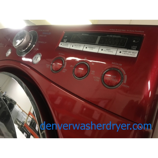 Great LG Wild Cherry Red Dryer, Electric, HE, 7.3 Cu.Ft. Capacity