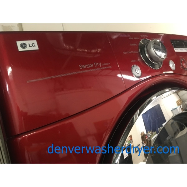Great LG Wild Cherry Red Dryer, Electric, HE, 7.3 Cu.Ft. Capacity, Stainless Drum, Electric, Sanitary, Quality Refurbished, 1-Year Warranty!