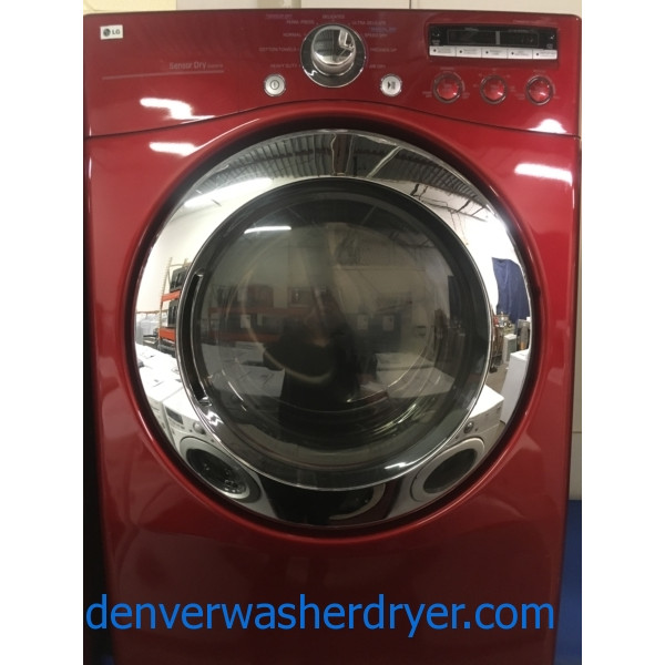 Great LG Wild Cherry Red Dryer, Electric, HE, 7.3 Cu.Ft. Capacity