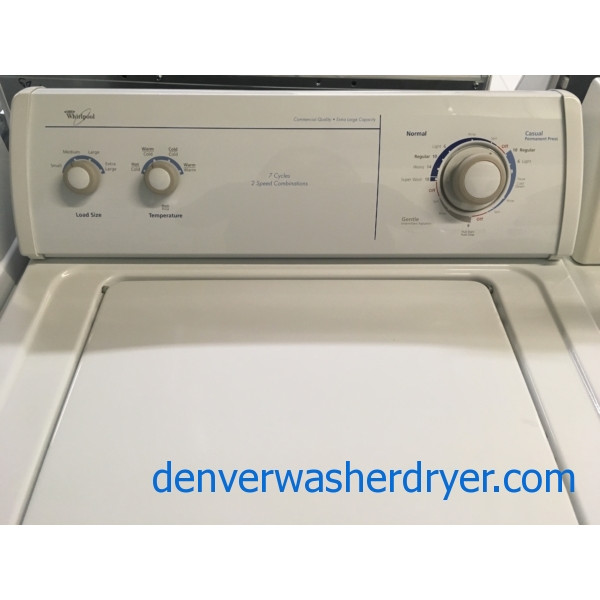 Great Whirlpool Washer, Commercial Quality, Agitator, XL Capacity, Direct Drive, Quality Refurbished, 30-Day Warranty