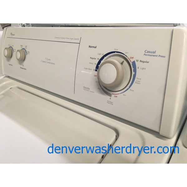 Great Whirlpool Washer, Commercial Quality, Agitator, XL Capacity, Direct Drive, Quality Refurbished, 30-Day Warranty