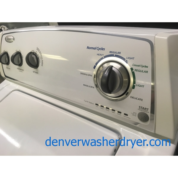 Superb Whirlpool Electric Set, 29″ Wide, Wrinkle Shield Feature, Agitator, Capacity 7.0 Cu.Ft., Quality Refurbished, 1-Year Warranty!