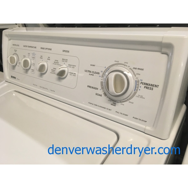 Awesome Kenmore 90 Series Washer and Dryer, Agitator, 27″ Wide, 220V, Capacity 7.0 Cu.Ft., Quality Refurbished, 1-Year Warranty!
