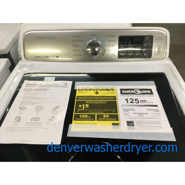NEW!! Samsung SmartCare Washer, VRT Plus, Glass Lid, HE, Wash-Plate Style, Stainless Drum, Quality Refurbished, 1-Year Warranty!
