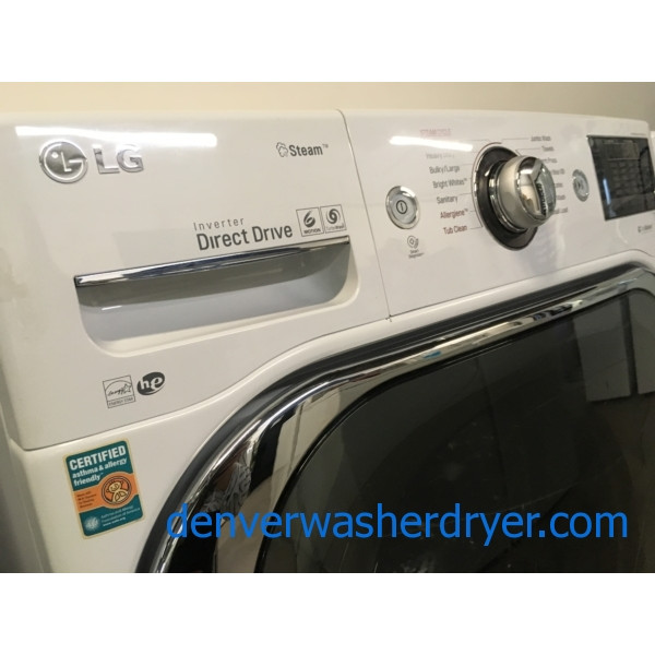 LG Steam FrontLoad Set, White, Sanitary Cycles, 29" Wide, HE, Energy