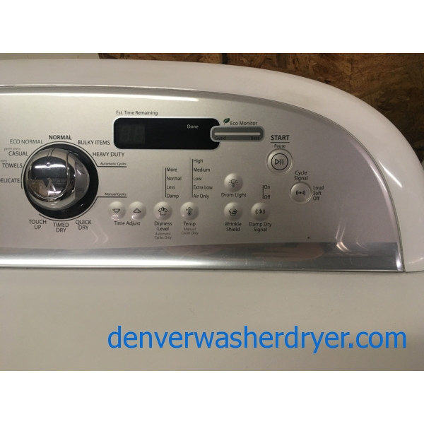 Wonderful Whirlpool Cabrio Dryer, 29″ Wide, Wrinkle Shield, Capacity 7.6 Cu.Ft., 220V, Quality Refurbished, 1-Year Warranty!