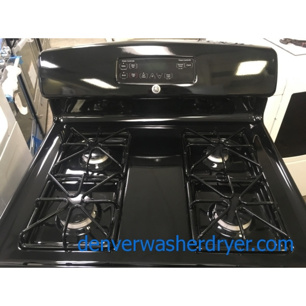 Beautiful GE GAS Range, Black, 4 Burner, Self-Clean, Quality Refurbished, 1-Year Warranty!