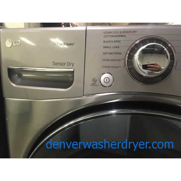 Great LG Steam Front-Load Set, Graphite Steel, HE, 220V, Sanitary Cycles, Custom Program, Quality Refurbished, 1-Year Warranty!