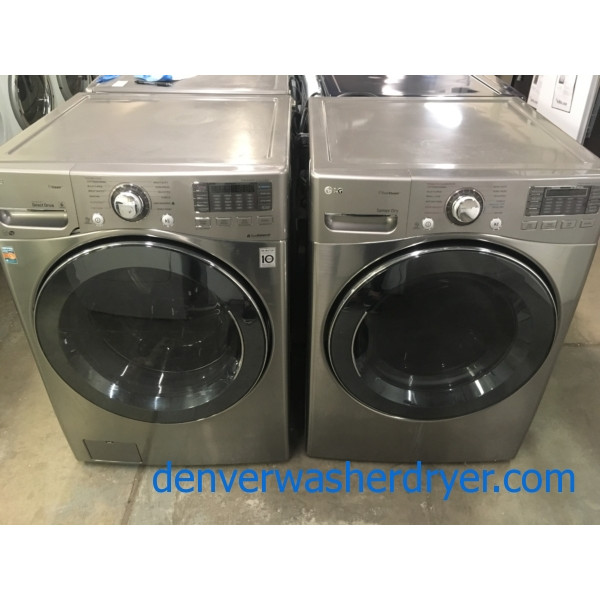 Great LG Steam Front-Load Set, Graphite Steel, HE, 220V, Sanitary Cycles, Custom Program, Quality Refurbished, 1-Year Warranty!