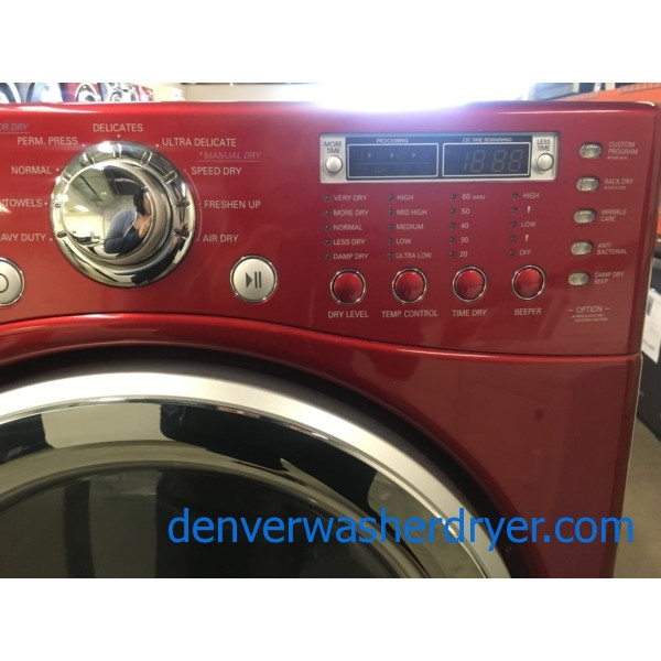 Nice LG FrontLoad TROMM Dryer, Cherry Red, Sensor Dry, Capacity 7.3 Cu.Ft., AntiBacterial