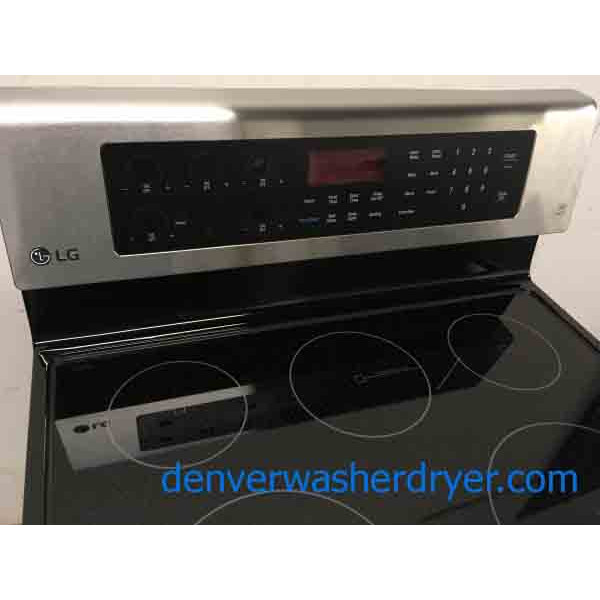 Stainless Range, 5-Burner Glass-Top, LG, Electric, 30″, Freestanding