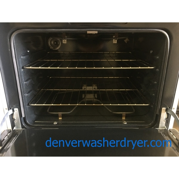 Lightly Used! GE Range, White, 220V, 4 Burners, Storage Drawer, Capacity 5.0 Cu.Ft., Quality Refurbished, 1-Year Warranty!