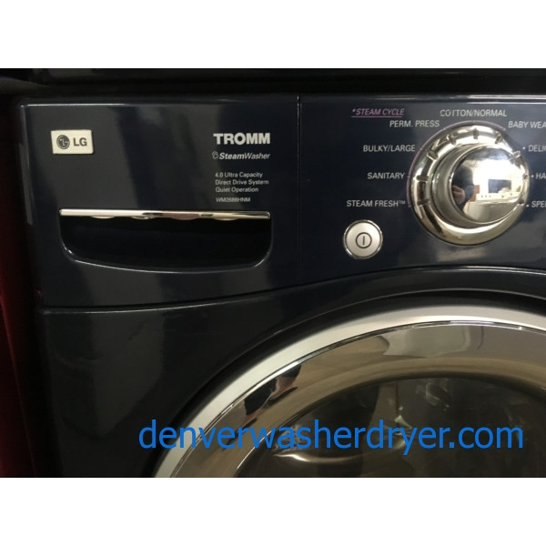 LG TROMM Front-Load Set, Midnight Blue, HE, Sanitary Cycle, Steam Option, 220V, Wrinkle Care, Quality Refurbished, 1-Year Warranty!