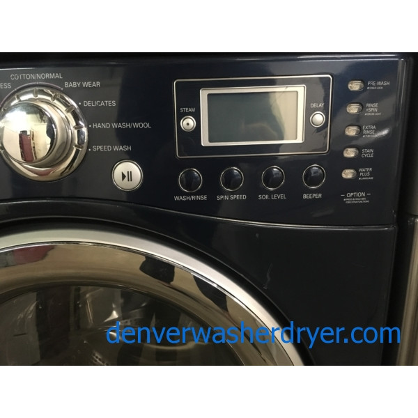 LG TROMM Front-Load Set, Midnight Blue, HE, Sanitary Cycle, Steam Option, 220V, Wrinkle Care, Quality Refurbished, 1-Year Warranty!