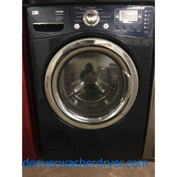 LG TROMM Front-Load Set, Midnight Blue, HE, Sanitary Cycle, Steam Option, 220V, Wrinkle Care, Quality Refurbished, 1-Year Warranty!