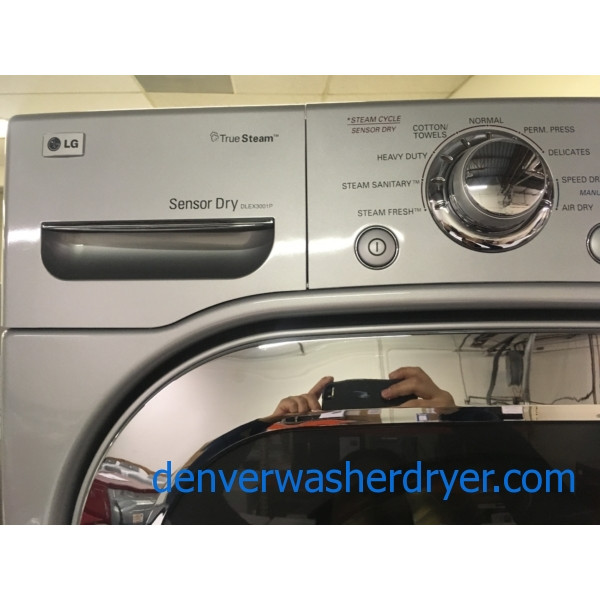 Beautiful LG Front-Load Set, Pure Silver, HE, Steam, Sanitary and Allergiene Cycles, 220V, Wrinkle Care, Quality Refurbished, 1-Year Warranty!