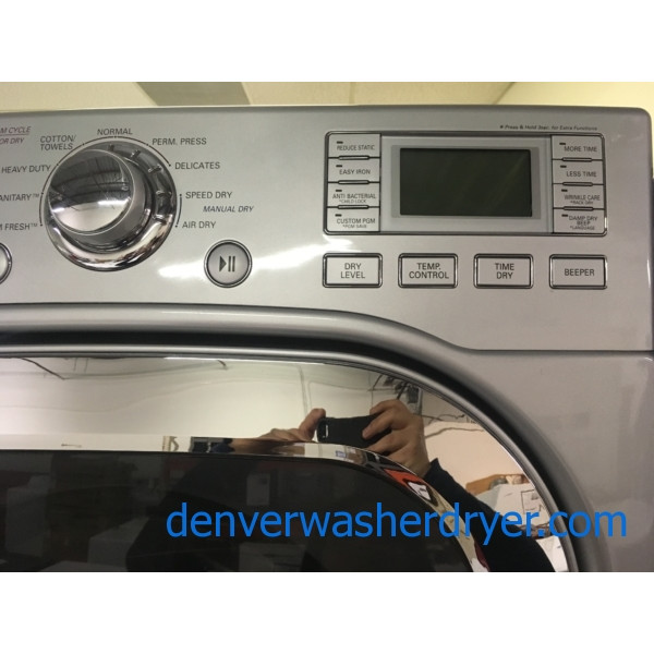 Beautiful LG Front-Load Set, Pure Silver, HE, Steam, Sanitary and Allergiene Cycles, 220V, Wrinkle Care, Quality Refurbished, 1-Year Warranty!