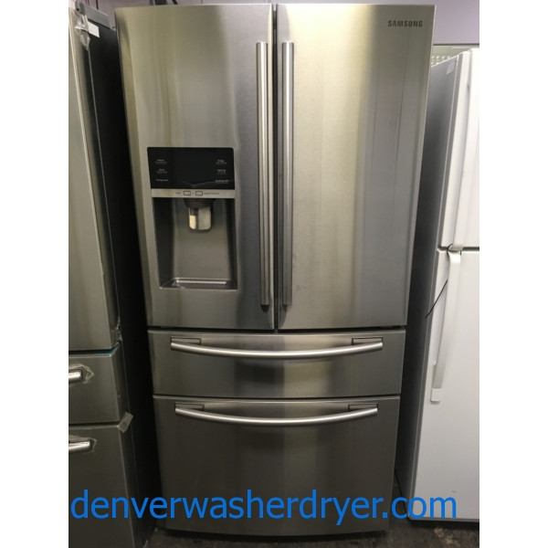 Beautiful SAMSUNG French Door Refrigerator, 4-Door, Stainless, Energy-Star Rated, LED Lighting, FlexZone, Quality Refurbished, 1-Year Warranty!