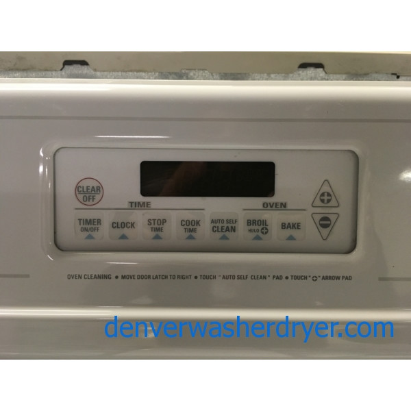 GE Free-Standing GAS Range, White, 4 Burners, Self Cleaning, Capacity 5.0 Cu.Ft., Quality Refurbished, 1-Year Warranty!