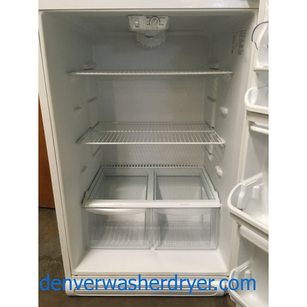 Beautiful Frigidaire Refrigerator, Top-Mount, Free-Standing, White Textured, Capacity 18.0 Cu.Ft., Quality Refurbished, 1-Year Parts Warranty!