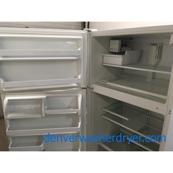 Lovely White Kenmore Refrigerator, Top-Mount, Capacity 20.0 Cu.Ft., Ice Maker, 33″ Wide, Quality Refurbished, 1-Year Warranty!