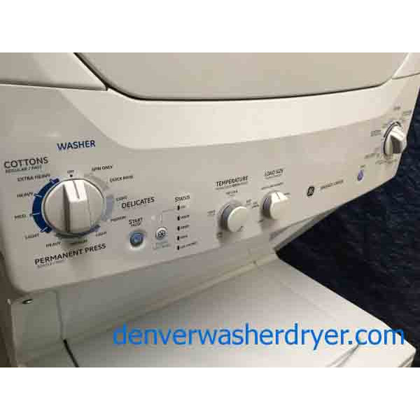 FullSize 27" Wide Stacked Laundry Center, Newer Model, GE, Clean