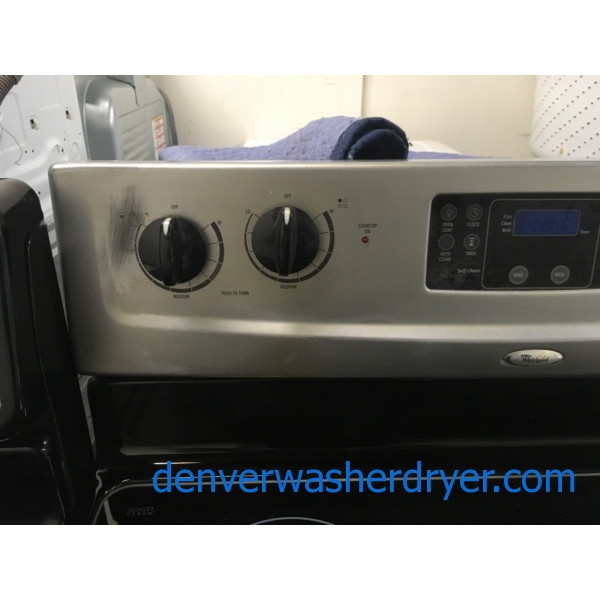 Affordable Whirlpool Range, Electric, Black w/ Silver, GlassTop, 4