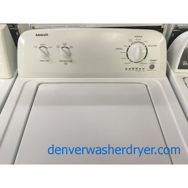 Newer Admiral Top Load Washer, Agitator, 3.6 Cu.Ft. Capacity, Bleach Dispenser, 27" Wide