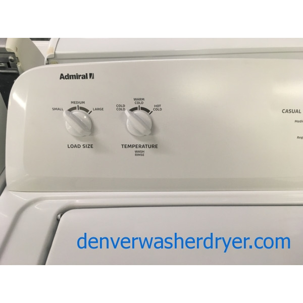Newer Admiral Top Load Washer, Agitator, 3.6 Cu.Ft. Capacity, Bleach Dispenser, 27" Wide