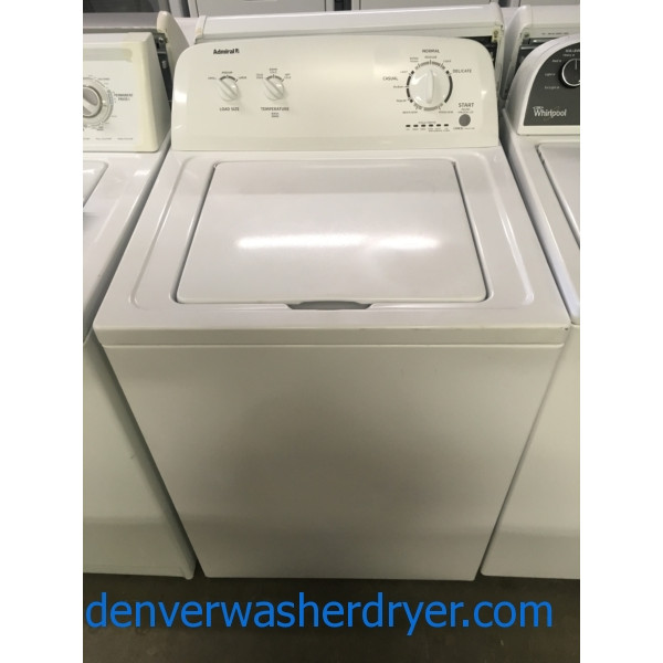 Newer Admiral Top- Load Washer, Agitator, 3.6 Cu.Ft. Capacity, Bleach Dispenser, 27″ Wide, Quality Refurbished, 1-Year Warranty!