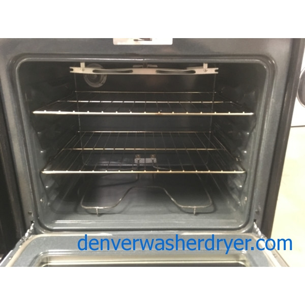 Newer GE Glass-Top Range, Stainless, 4 Burners, Dual Element, Automatic Oven, Storage Drawer, Self-Clean, Quality Refurbished, 30-Day Warranty
