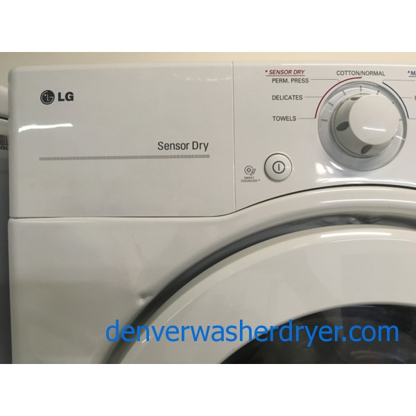 Stacked LG Washer and Dryer Set, HE, Tub Clean Cycle, Sensor Dry, White