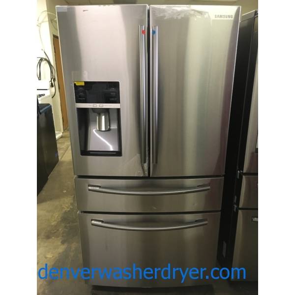 NEW! Stainless Samsung French-Door Refrigerator, 4-Door Flex, 36″ Wide, 25 Cu Ft, 1-Year Warranty