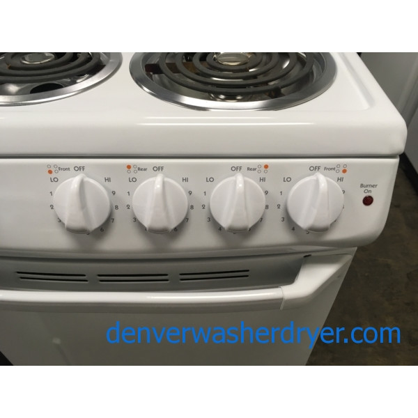 FreeStanding White Hotpoint Range, Electric, 4 Coil Burners, 20" Wide