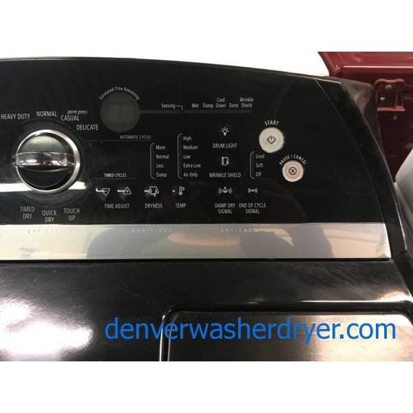 Whirlpool Black Washer and Dryer Set, Glass Lid, HE, 220V, WashPlate