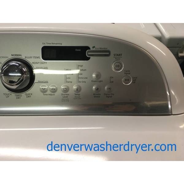 Great Whirlpool Cabrio Set, White, HE, 220V, Wash-Plate Style, Wrinkle Shield Option, Energy-Star Rated, Quality Refurbished, 1-Year Warranty!