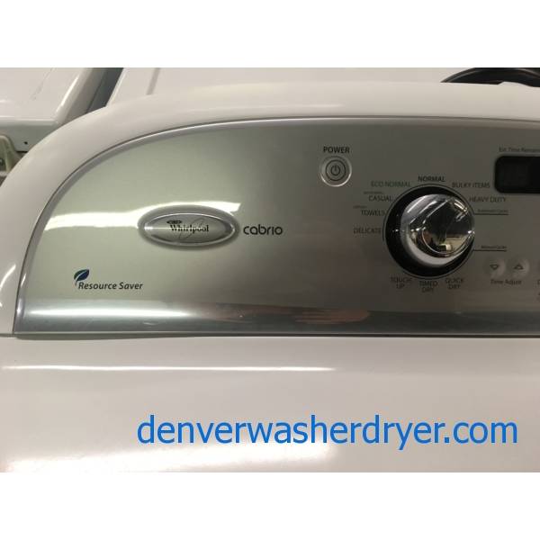 Great Whirlpool Cabrio Set, White, HE, 220V, Wash-Plate Style, Wrinkle Shield Option, Energy-Star Rated, Quality Refurbished, 1-Year Warranty!