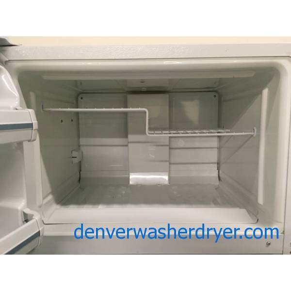 GE Top-Mount Refrigerator, Textured White, 16.0 Cu.Ft. Capacity, Humidity Control Crispers, Quality Refrubished, 30- Day Warranty