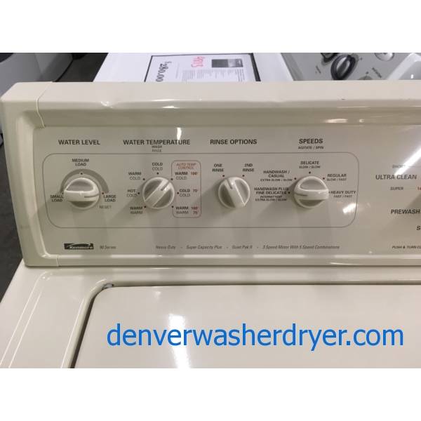 Heavy-Duty Bisque Kenmore 90 Series Washer, Agitator, 3.8 Cu.Ft. Capacity, 27″ Wide, Bleach Dispenser, Quality Refurbished, 1-Year Warranty!