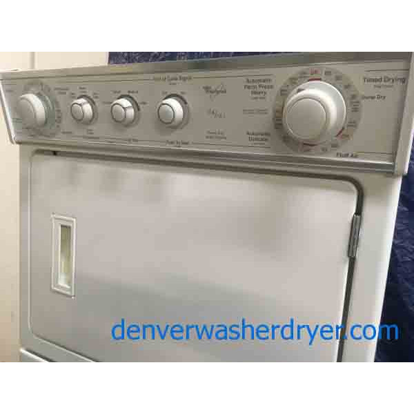 Stacked 27″ Whirlpool Laundry Center, Super Capacity, Heavy-Duty, Direct-Drive, Quality Refurbished!