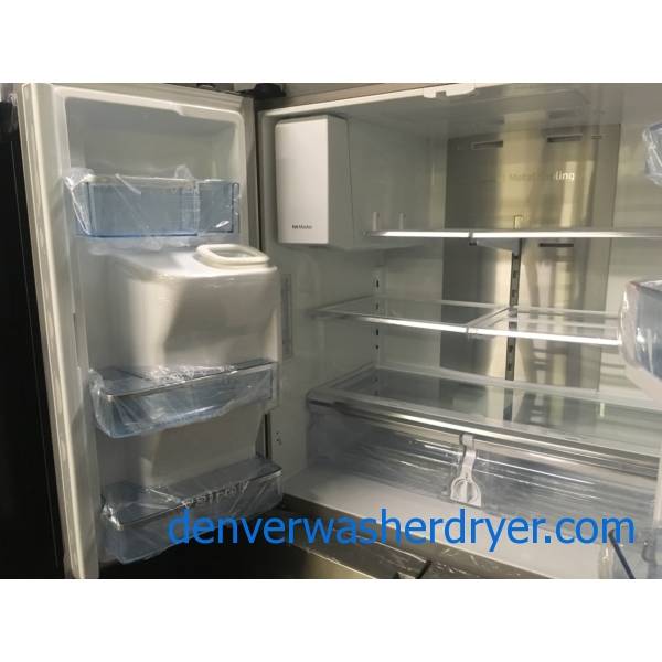 NEW!! SAMSUNG French-4 Door Refrigerator, Stainless, FlexZone, Food Showcase, Wine Rack, LED Lighting, Counter Depth, 1-Year Warranty!