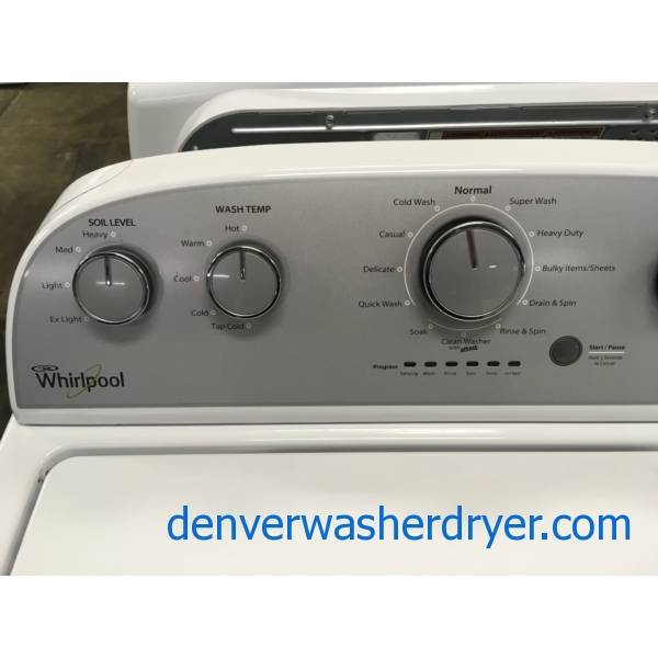 Lightly Used Whirlpool Top-Load Washer, Agitator, HE, Auto-Load Sensing, 3.5 Cu.Ft. Capacity, 28″ Wide, Quality Refurbished, 30-Day Warranty!