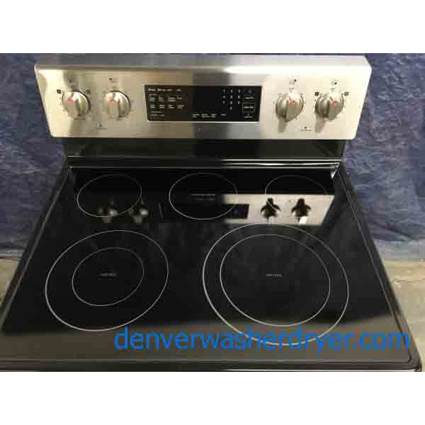 5-Burner Glass-Top, Convection Oven, Used Stainless Range, Samsung 30″ Freestanding, Electric, 1-Year Warranty!
