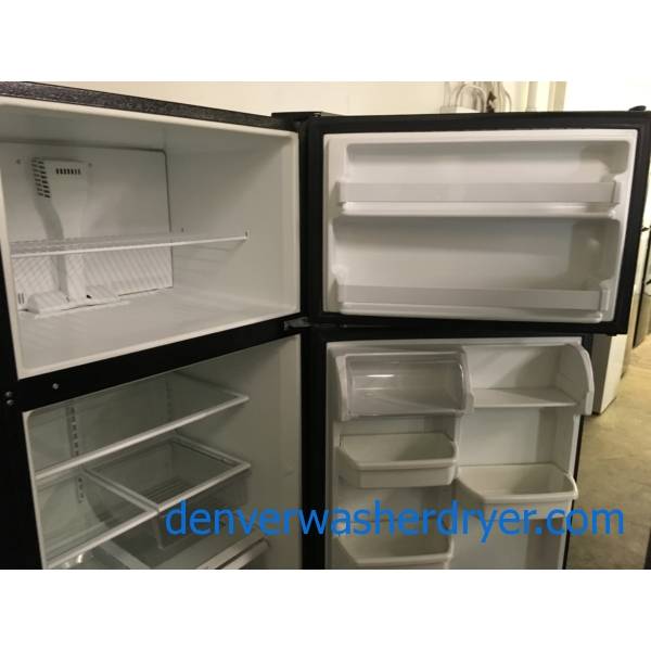 Whirlpool Black Refrigerator, Top-Mount, 33″ Wide, Clear Humidity Control Crispers, 21.0 Cu.Ft. Capacity, Quality Refurbished, 1-Year Warranty!